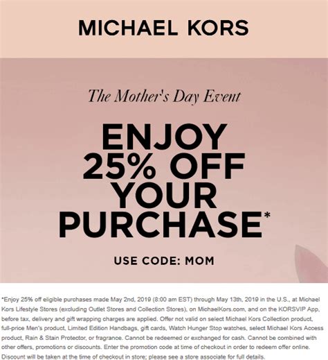 промокод michael kors 25|michael kors first order promo code.